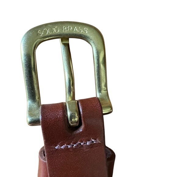 Leather Man Embroidered Lacrosse Belt Brass Buckle Leather Trim Navy Size 30 - Picture 8 of 10